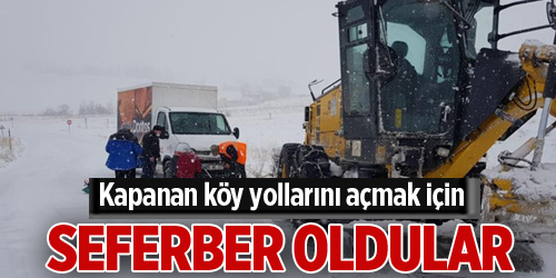 Kapanan köy yollarını açmak için seferber oldular