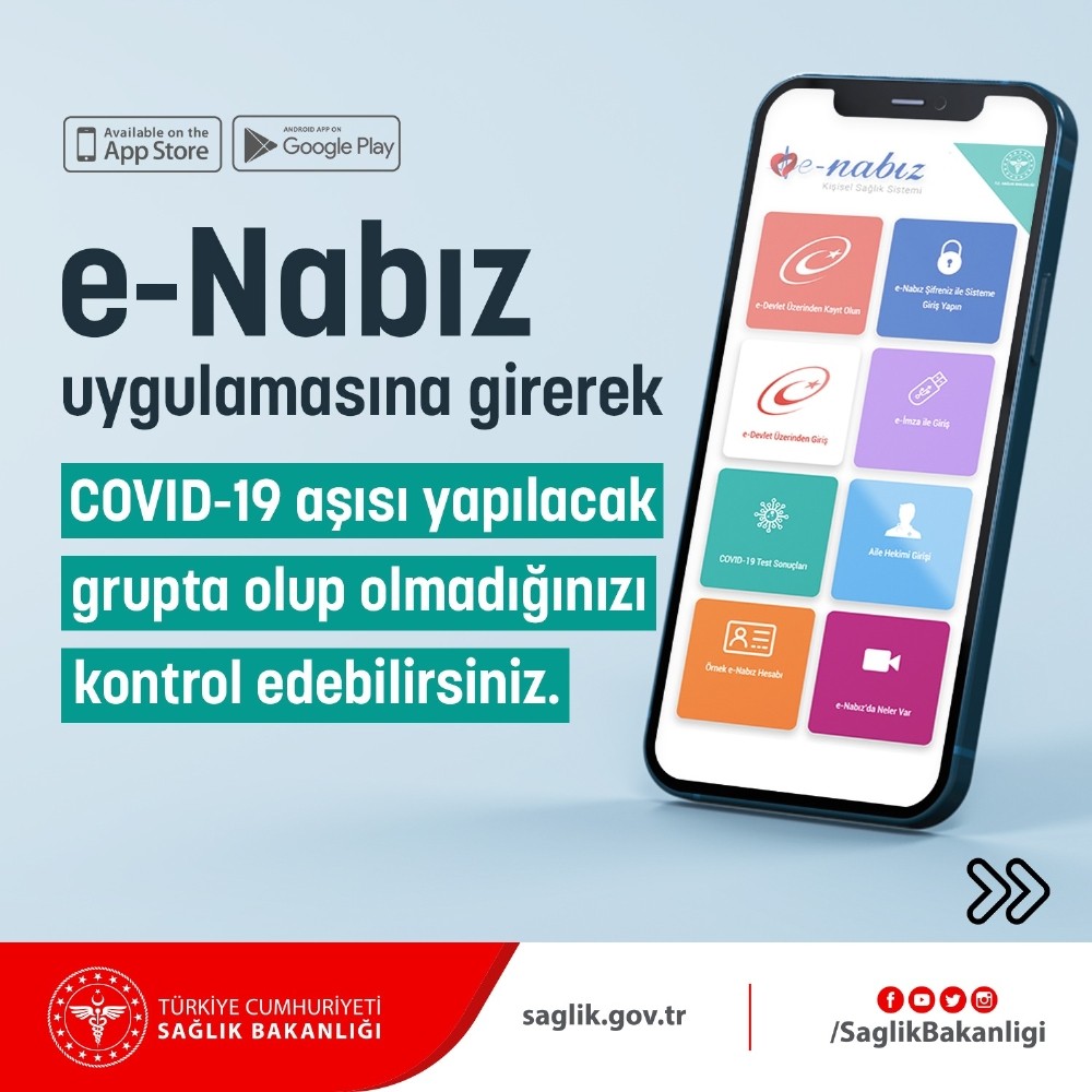 Vatandaşlar aşı yapılacak grupta olup olmadığını e-Nabız’dan veya SMS ile öğrenebiliyor